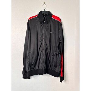 Sean John Mens Black Red Full-Zip Track Jacket Striped Sleeves Big Tall Size 3XL